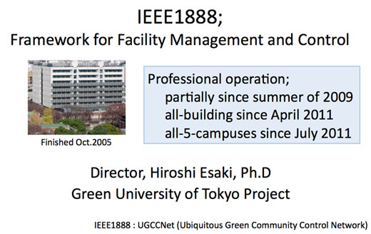 図2　江崎教授の報告内容：「IEEE 1888を用いた設備管理と制御に関するフレームワーク」