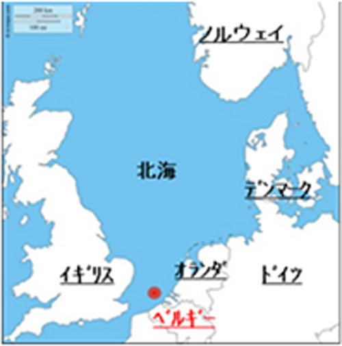 図　Norther洋上風力発電所の建設予定地。遠浅で水深は約20m