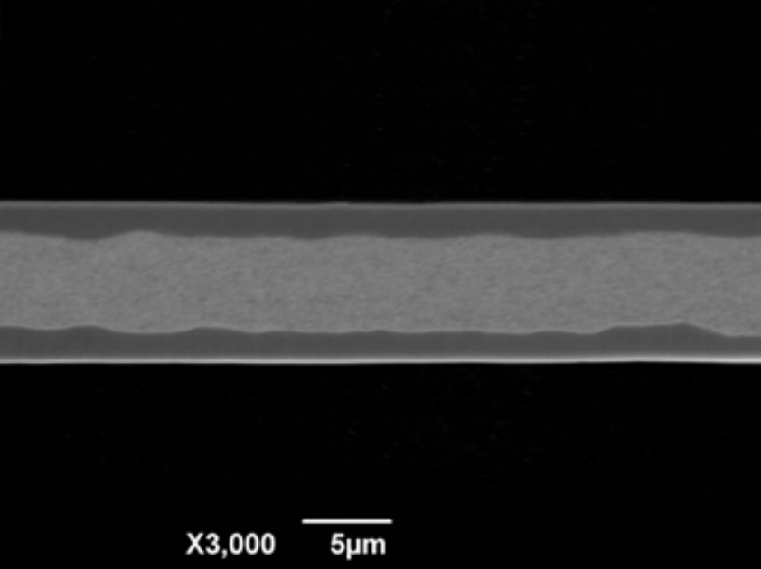 図　高容量リチウムイオン電池用クラッド集電箔の断面写真