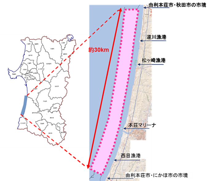 図　洋上風力発電所の建設予定海域