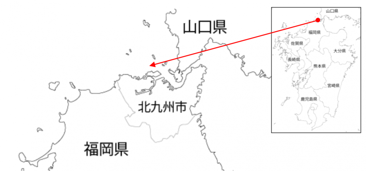 図　洋上風力発電所の建設予定地である響灘の位置