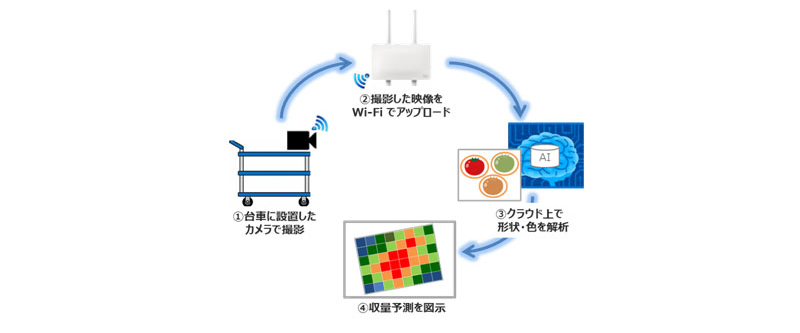 図　カメラで撮影した画像を無線LANとインターネットを経由してクラウドに送信する