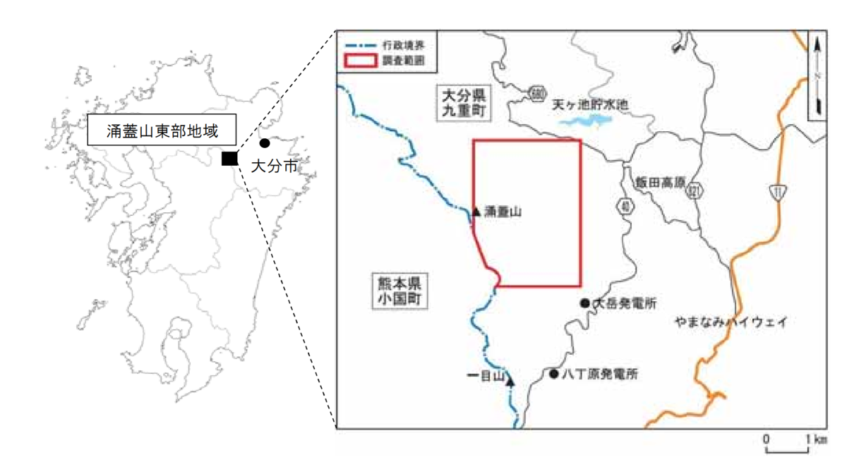 図　九州電力が今回、地熱資源を調査する地域