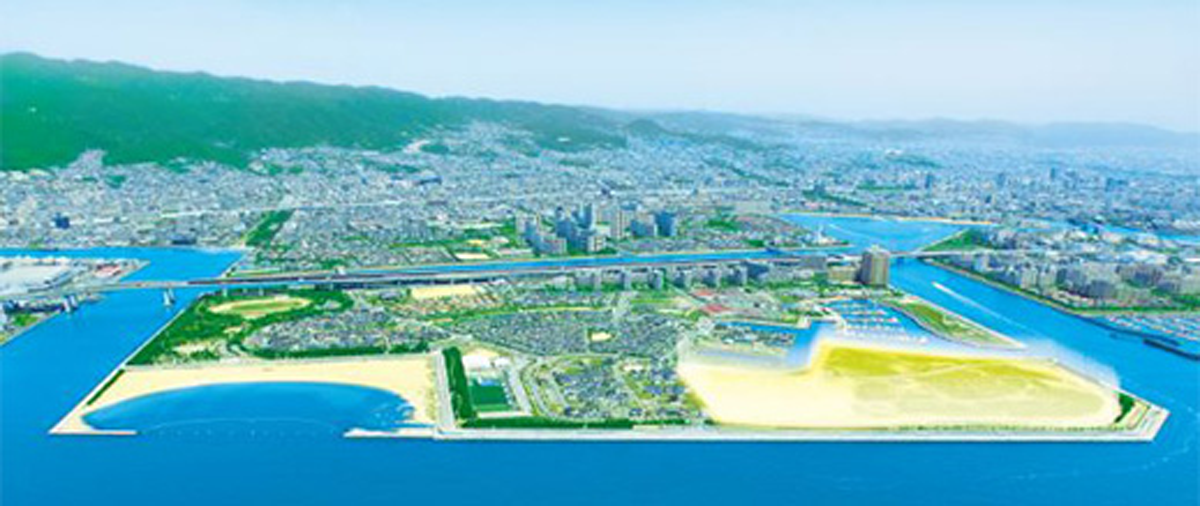 図　パナホーム スマートシティ潮芦屋「そらしま」。大阪湾沿岸に位置している