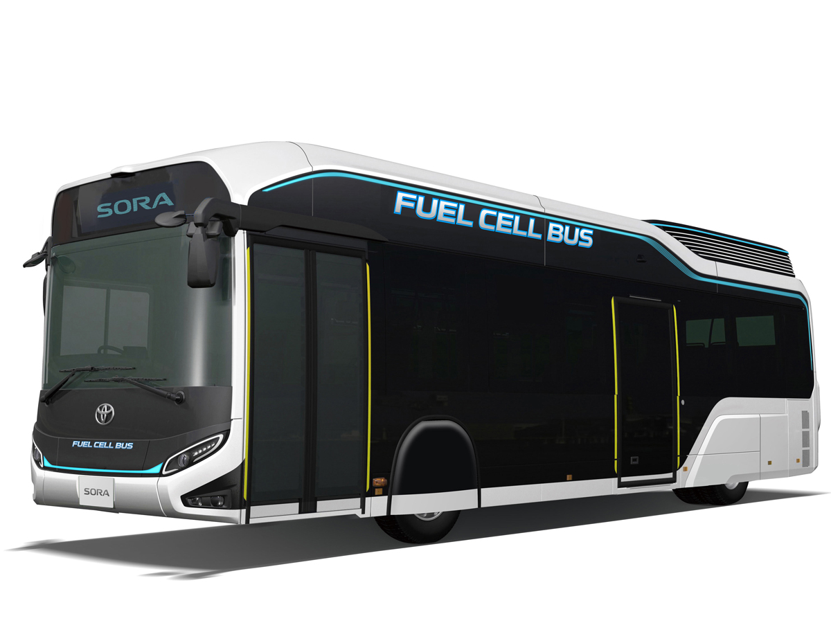 図　トヨタ自動車が新たに公開した燃料電池バスのコンセプトモデル「SORA」