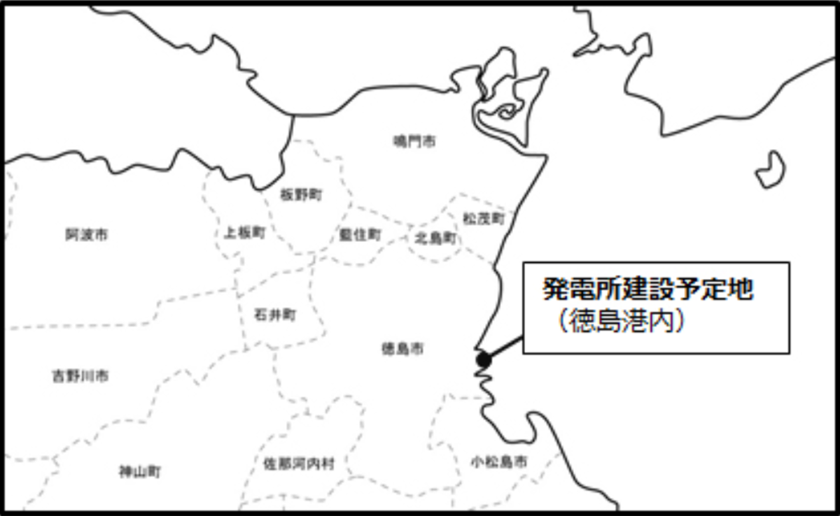 図　「徳島津田バイオマス発電所」の建設予定地