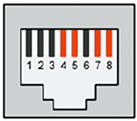 図5　UTP CAT5に使用される8ピンのモジュラジャック（RJ-45）のピン配置