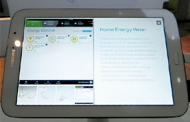 Z-Wave対応の家庭用エネルギーメーター。プラグなどにインストールすることで電気などの使用量を確認し、制御できる。またスマートフォンやタブレット、PCなどで遠隔からも使用量を確認できる。