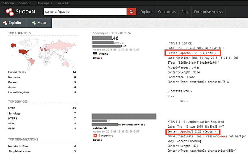 図4　SHODANの検索結果例