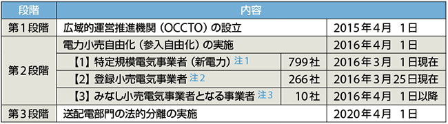 表　日本の電力システム改革