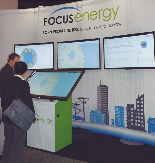 写真2　位置情報との組み合わせで保守管理サービスを展示していたFOCUS ENERGYブース。