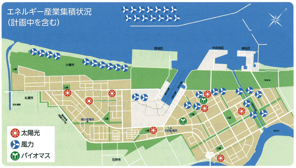 図5　石狩湾新港地域で設置が進む再エネ発電設備