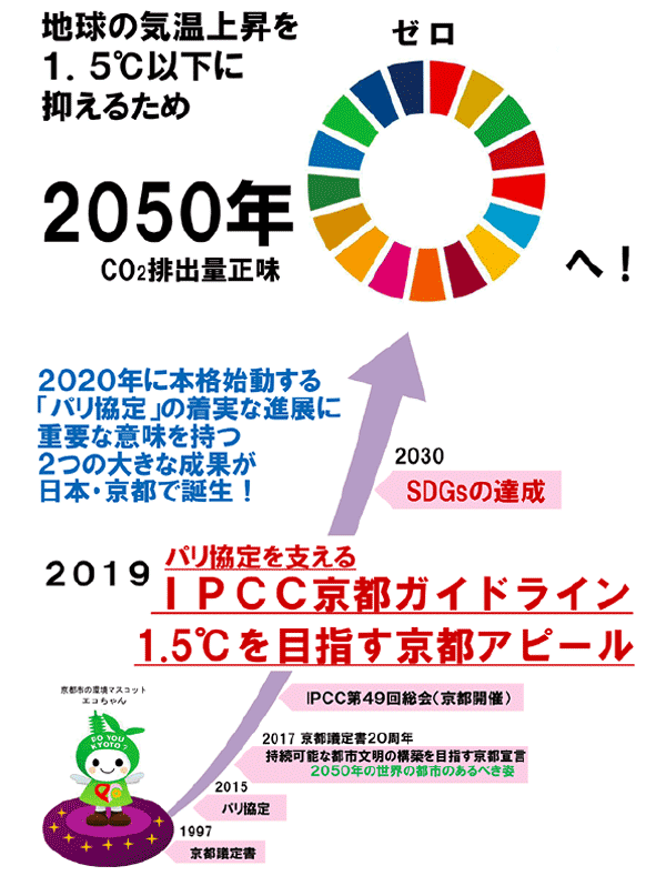 図2　京都市の「2050年にCO2排出量正味ゼロへ」のチラシ