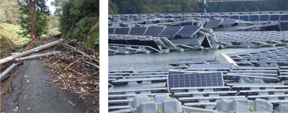 写真1　台風15号による電気設備の被害状況（千葉県内）の例