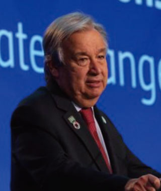 写真4　COP26の結論に関する声明を発表するアントニオ・グテーレス（Antonio Guterres）国連事務総長（2021年11月13日）