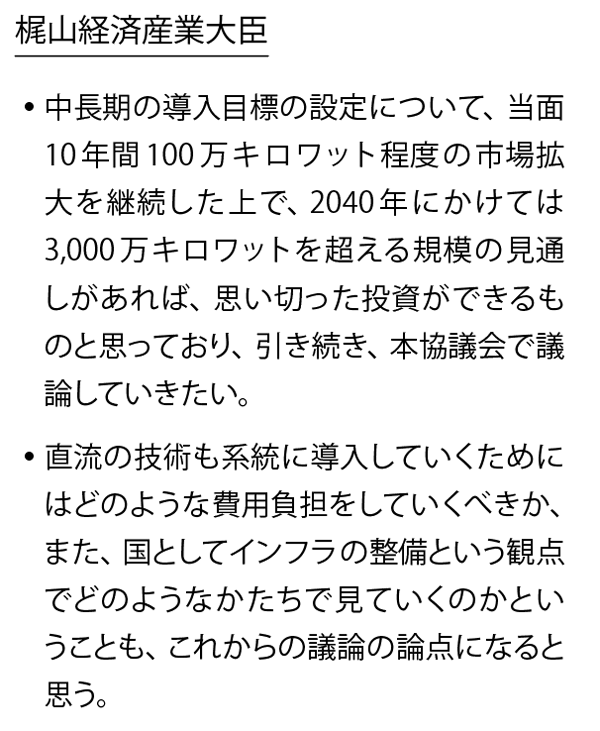 図1　第1回 洋上風力の産業競争力強化に向けた官民協議会での大臣発言