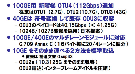 図4　ITU-T G.709 OTN（光転送網）規格改訂のポイント