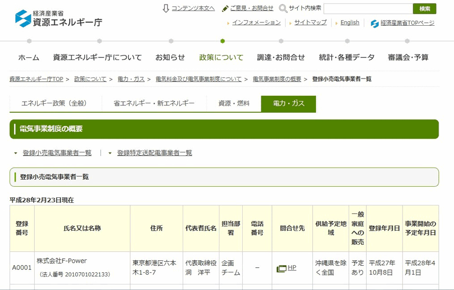 図2　登録小売電気事業者一覧