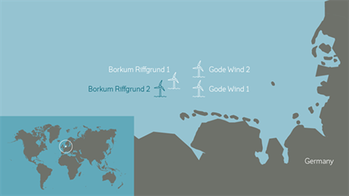 図　ボークム・リフグルンド2洋上風力発電プロジェクトの建設予定地