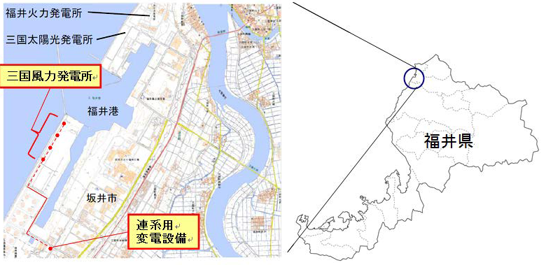 図　三国風力発電所の所在地