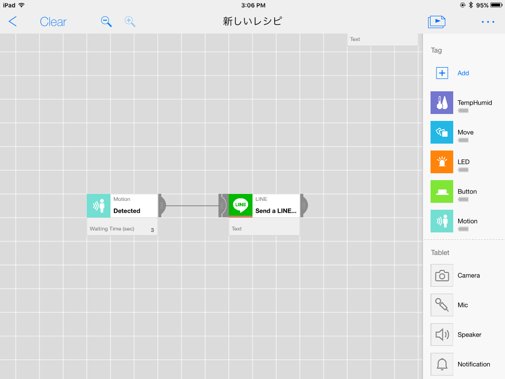 図　人感センサーを備えたMESHタグとLINEを連携させる例