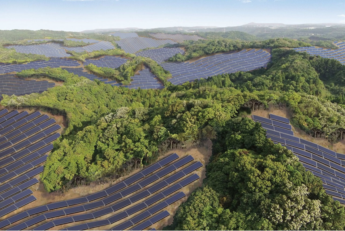 図　「鹿屋大崎ソーラーヒルズ太陽光発電所」の完成予想図