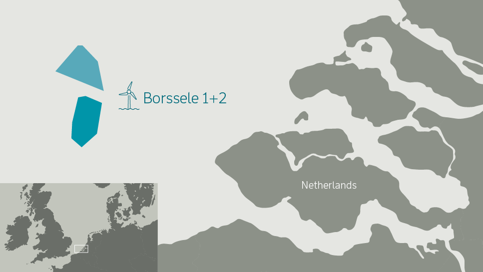 図　洋上風力発電所Borssele 1とBorssele 2の位置を示す略図