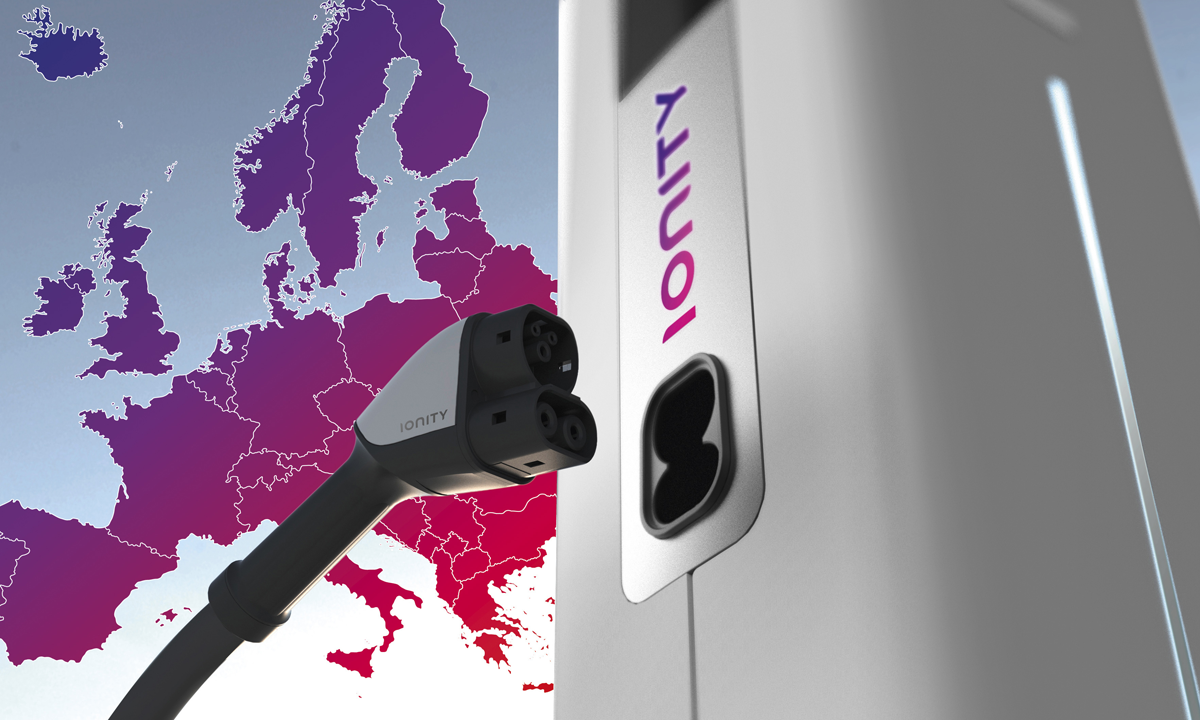 図　新会社「IONITY」が設置する充電器のイメージ。端子はヨーロッパ標準のCombined Charging Systemだ
