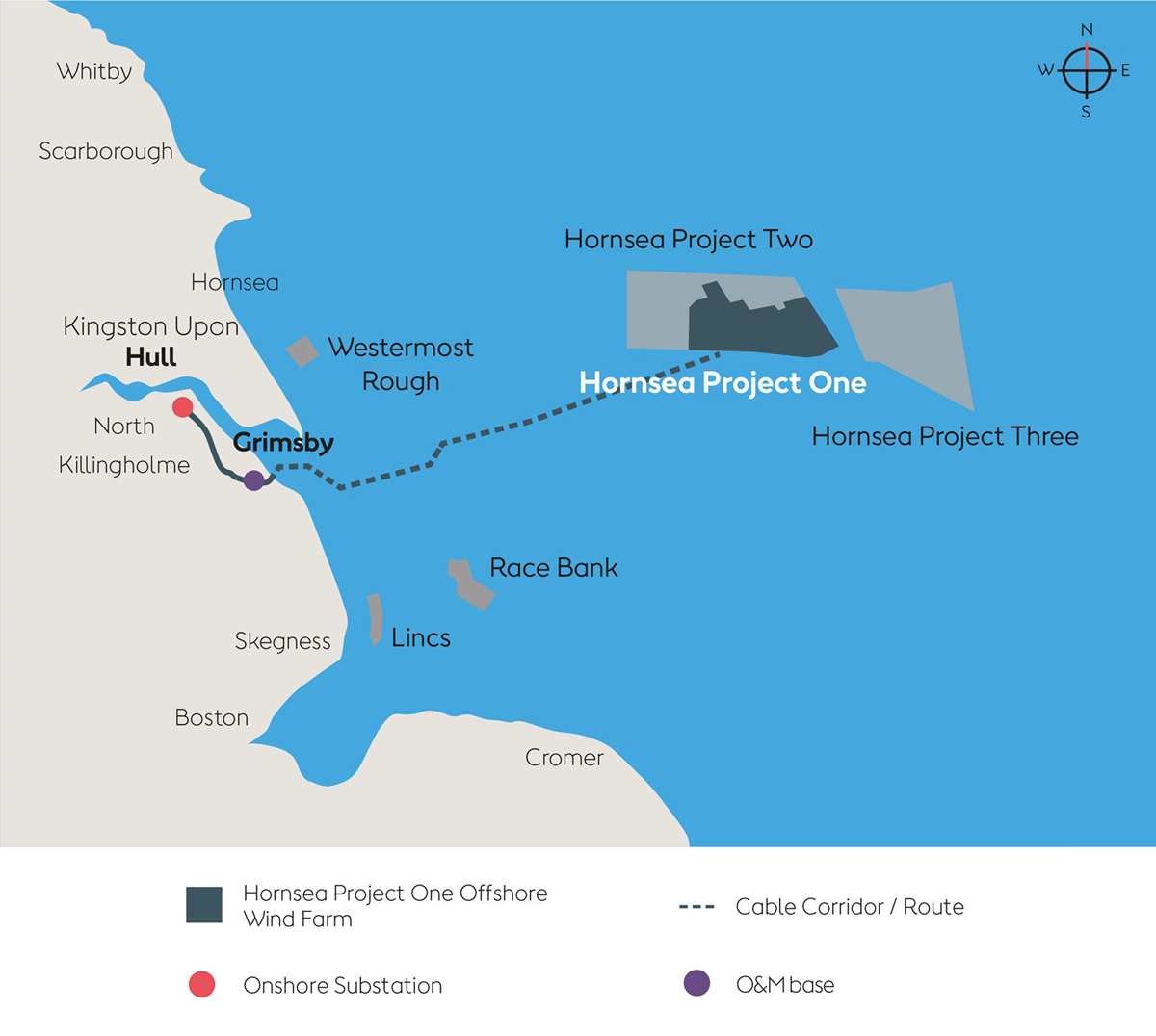 図　「Hornsea Project One」の建設現場周辺