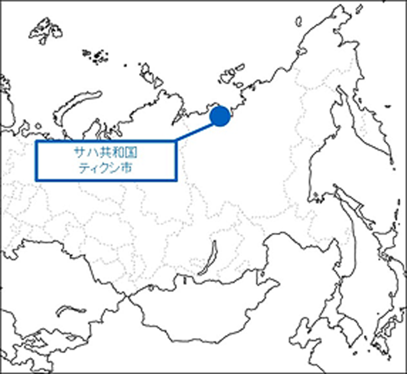 図　ティクシ市の位置。北極圏に入っている