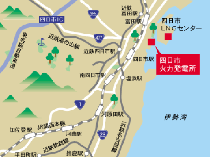 図　四日市火力発電所の所在地