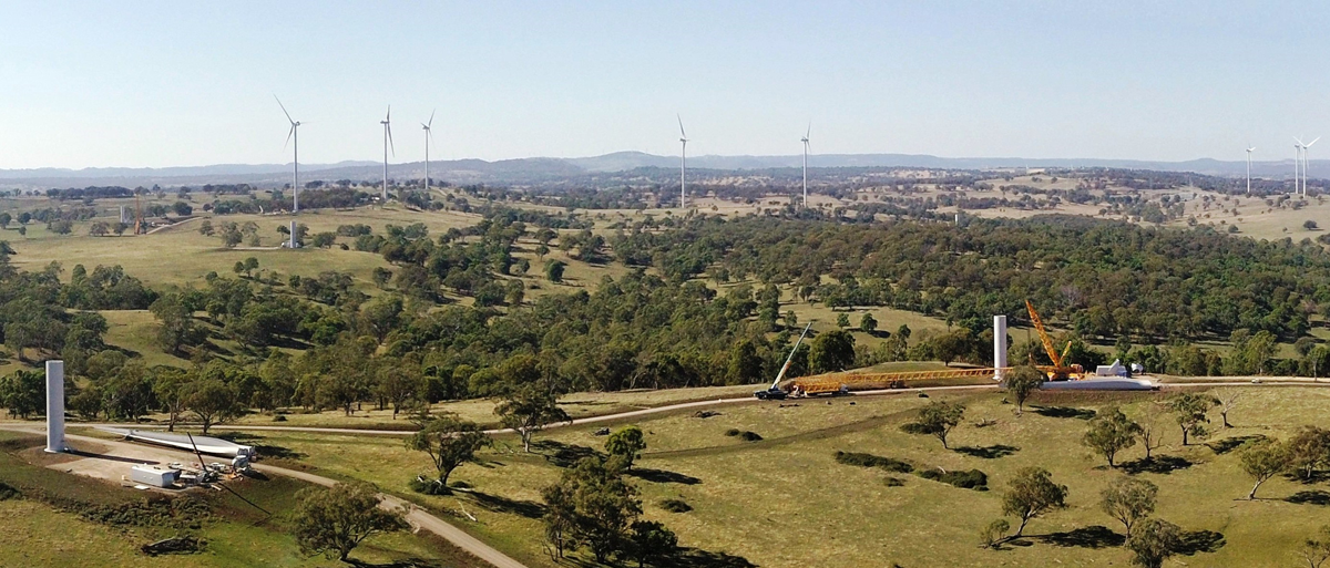 図　ニューサウスウェールズ州北東部に建設中の「Sapphire Wind Farm」