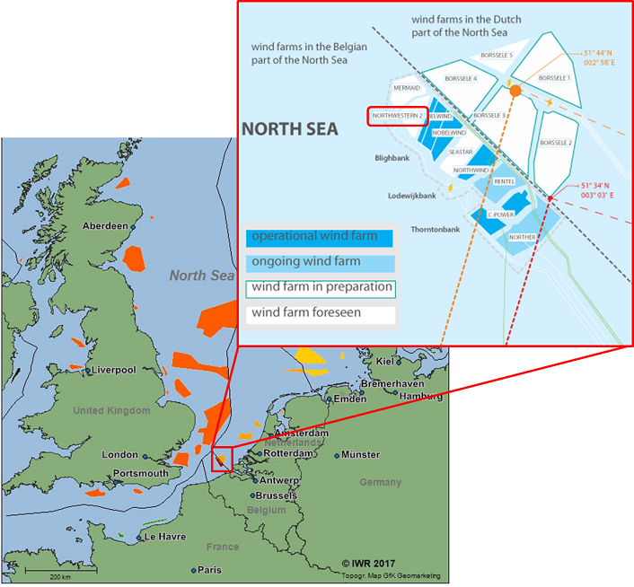 図　洋上風力発電所「Northwester 2」の位置