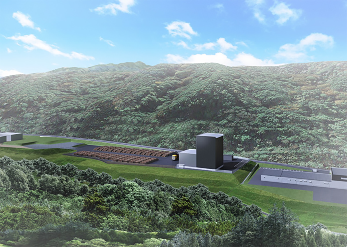 図　清水建設が長野県で建設を始めた木質バイオマス発電所の完成イメージ