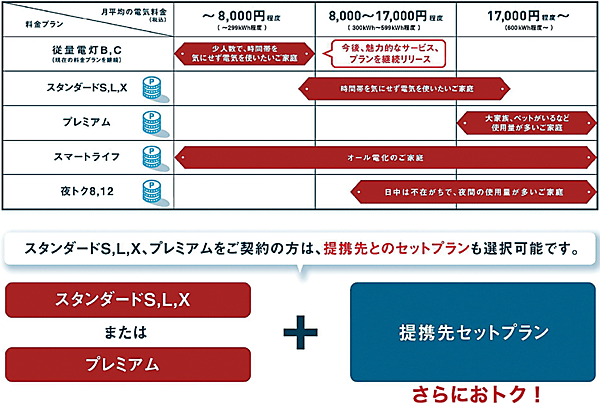 図6　新しい電気料金プラン：家庭向けの料金プラン（主なもの）