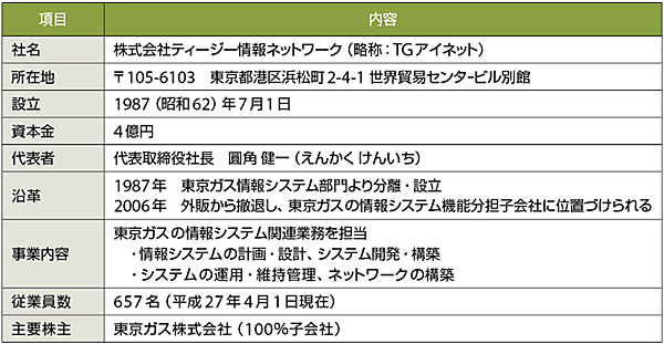 表3　ティージー情報ネットワークのプロフィール