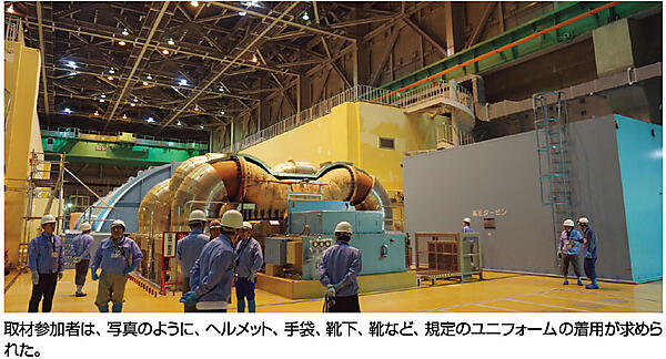 写真3　7号機のタービンおよび発電機（ABWR、135.6万kW）の外観〔右側の四角箱：7号機（GE製）高圧蒸気タービンの外観〕