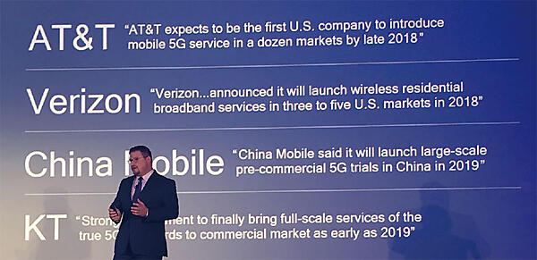 写真2　CES 2018でのクアルコムのプレスコンファレンスで語るR.アモン（Cristiano R. Amon）氏