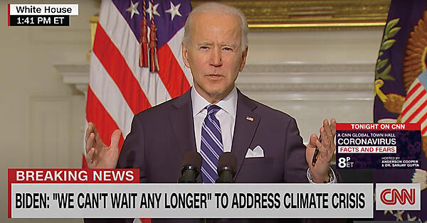 写真1　「気候危機への取り組みをこれ以上遅らせることはできない」と題するスピートを行った、ジョー・バイデン（Joe Biden）第46代米国大統領