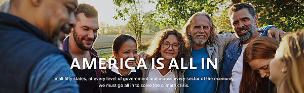 写真2　米国がパリ協定に復帰したことを記念して2021年2月19日に設立された「America is All In」（米国のさまざまな組織が一体となってパリ協定を推進する連合、表1参照）