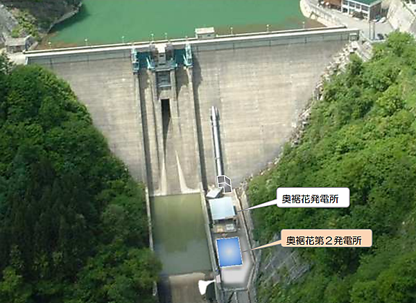 図　奥裾花第2発電所の完成予想図。奥裾花発電所に隣接している