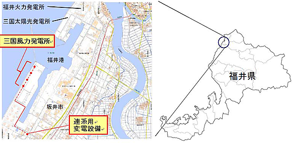 図　三国風力発電所の所在地