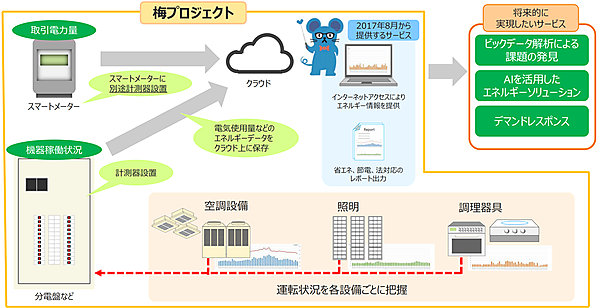図　梅プロジェクトでは顧客の電力消費量や電化製品の使用状況などのデータを収集する