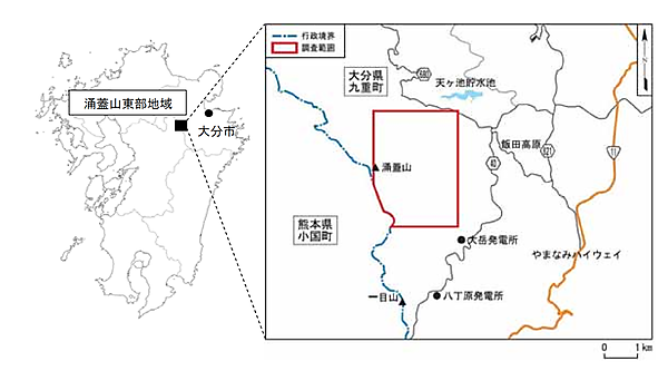 図　九州電力が今回、地熱資源を調査する地域
