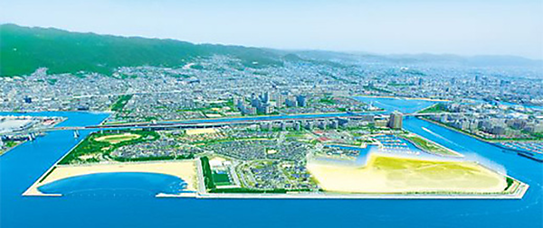 図　パナホーム スマートシティ潮芦屋「そらしま」。大阪湾沿岸に位置している