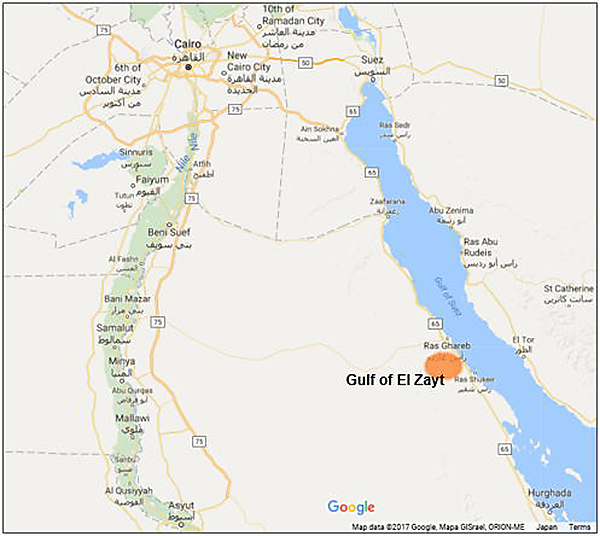 図　Ras Ghareb Wind Energyが風力発電所の建設を予定している地点