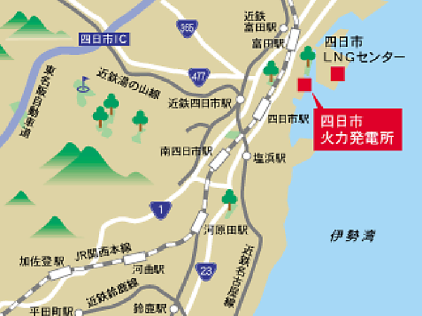 図　四日市火力発電所の所在地