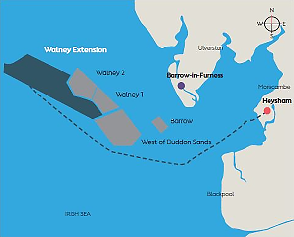 図　「Walney Extension Offshore Wind Farm」の位置
