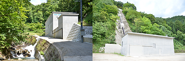 図　「菅沼第一水力発電所」（左）と、「菅沼第二水力発電所」（右）