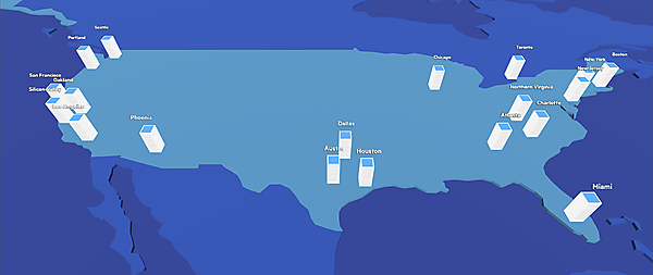 図　Digital Realtyは北米19都市のほか、ヨーロッパ4都市、アジア4都市、オーストラリア2都市でデータセンターを運営している